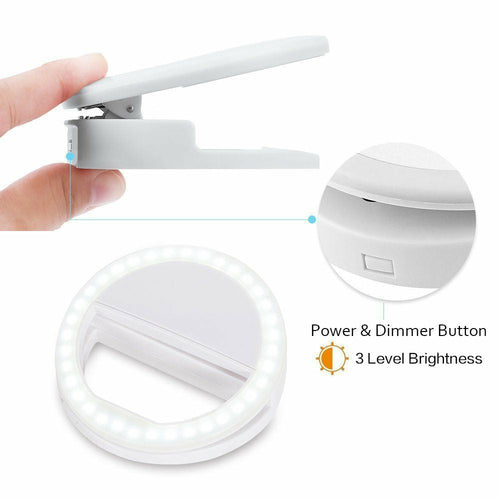 Portable Selfie Ring Light - Clip-On LED Light for Phone, Tablet & Laptop