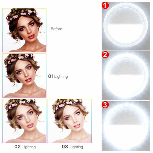 Portable Selfie Ring Light - Clip-On LED Light for Phone, Tablet & Laptop