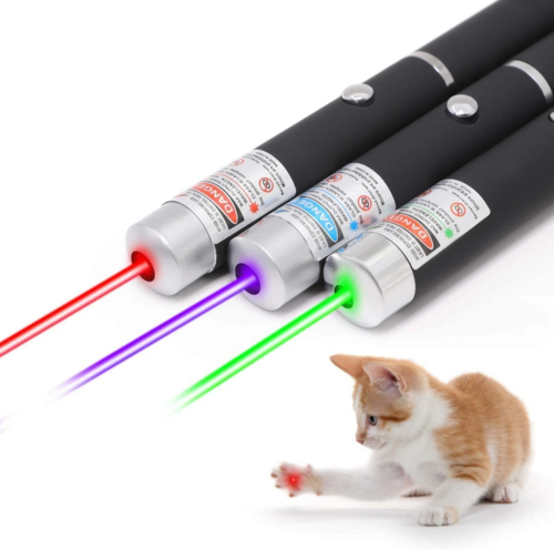 3-Pack Laser Pointer Pens - Green, Blue & Red Visible Beam Pointers