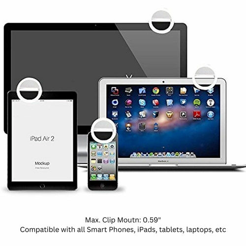 Portable Selfie Ring Light - Clip-On LED Light for Phone, Tablet & Laptop