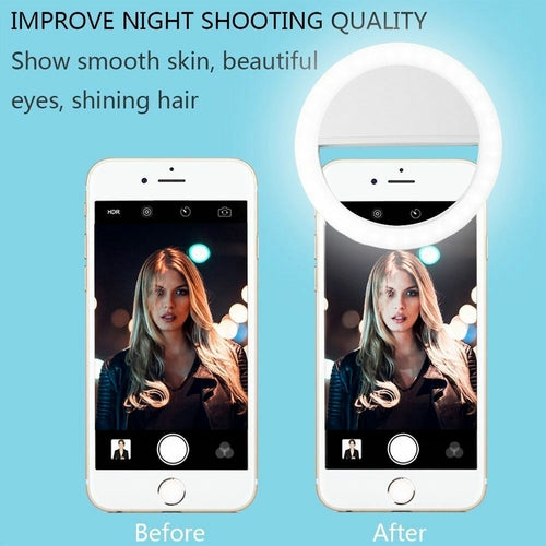 Portable Selfie Ring Light - Clip-On LED Light for Phone, Tablet & Laptop