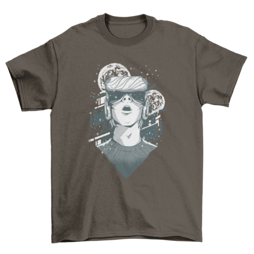 Virtual Reality Space Moon T-Shirt - Futuristic VR Headset Graphic Tee