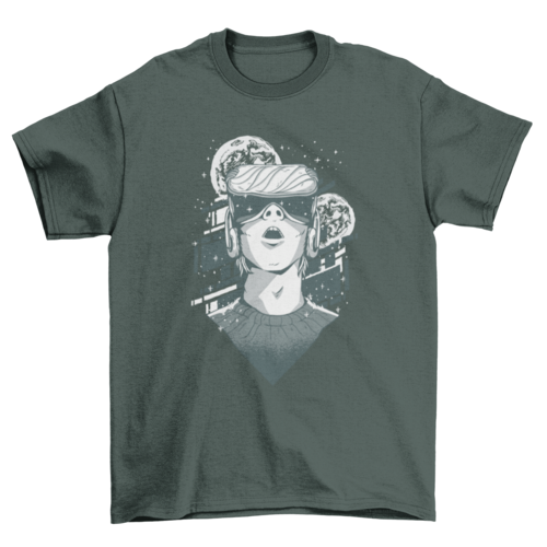 Virtual Reality Space Moon T-Shirt - Futuristic VR Headset Graphic Tee