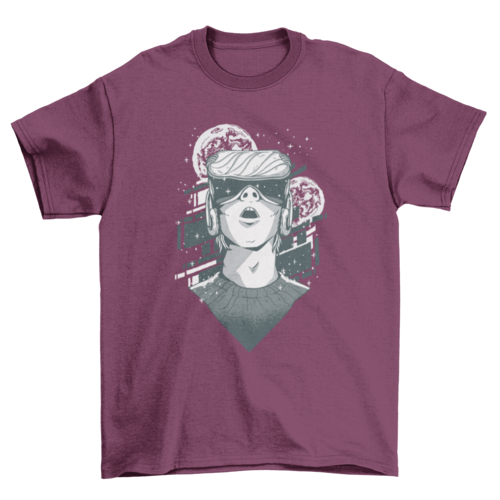 Virtual Reality Space Moon T-Shirt - Futuristic VR Headset Graphic Tee