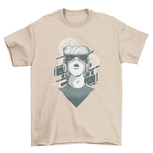 Virtual Reality Space Moon T-Shirt - Futuristic VR Headset Graphic Tee