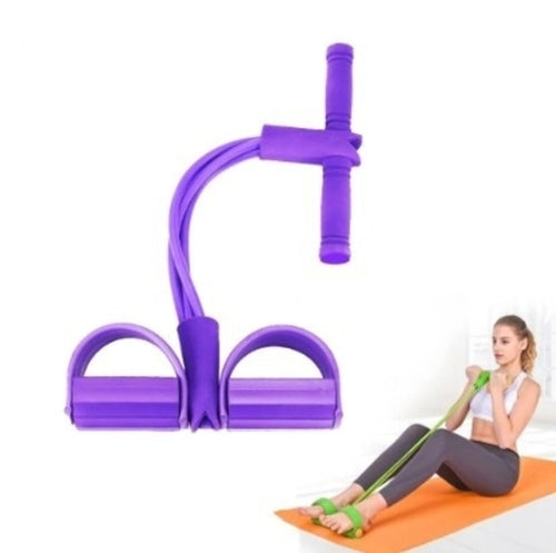 Portable Fitness Resistance Band with Pedal - 4-Tube Pull Rope Exerciser