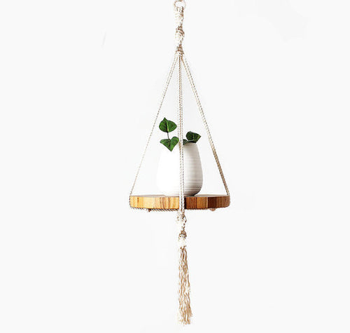 Handmade Macrame Plant Hanger - 45" Boho Wall Hanging Planter